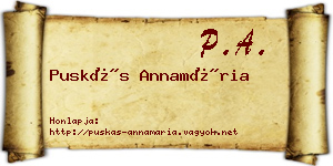Puskás Annamária névjegykártya